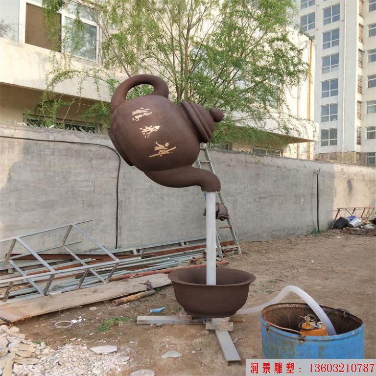 玻璃钢天壶雕塑,悬壶喷水雕塑2